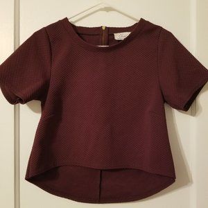 Burgundy crop shirt